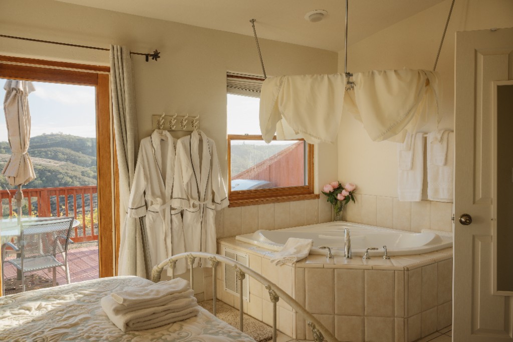 Suite with soaking tub and balcony